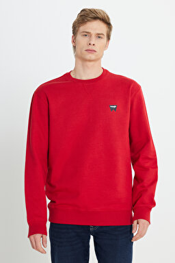 Regular Fit Normal Kesim %100 Pamuk Bisiklet Yaka Kırmızı Sweatshirt - Red-W661HAA47