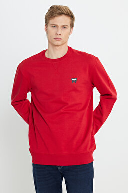 Regular Fit Normal Kesim %100 Pamuk Bisiklet Yaka Kırmızı Sweatshirt - Red-W661HAA47 (görsel 2)