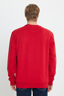Regular Fit Normal Kesim %100 Pamuk Bisiklet Yaka Kırmızı Sweatshirt - Red-W661HAA47 (görsel 5)