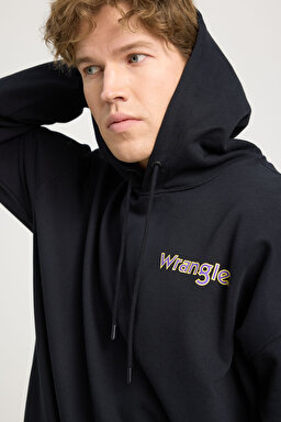 Regular Fit Normal Kesim %100 Pamuk Kapüşonlu Yaka Siyah Sweatshirt - Black-W674I4100 (görsel 5)