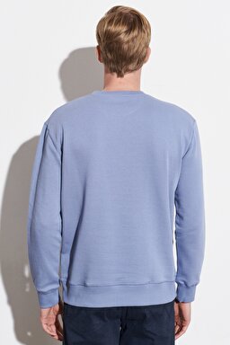 Regular Fit Normal Kesim %100 Pamuk Bisiklet Yaka Sweatshirt - Stone Wash Blue-W6D8HAX4Q (görsel 5)