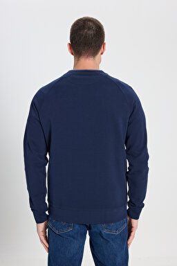 Regular Fit Normal Kesim Bisiklet Yaka %100 Pamuk Lacivert Sweatshirt - Navy-W6J95935358 (görsel 5)