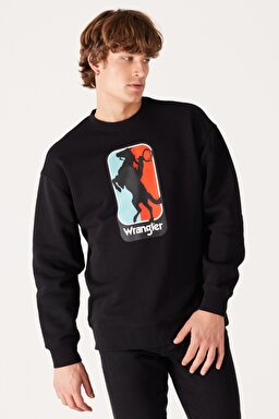 Regular Fit Normal Kesim %100 Pamuk Bisiklet Yaka İçi Polarlı Siyah Sweatshirt - Faded Black-W6L7IYXV6 (görsel 2)