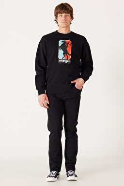 Regular Fit Normal Kesim %100 Pamuk Bisiklet Yaka İçi Polarlı Siyah Sweatshirt - Faded Black-W6L7IYXV6 (görsel 4)
