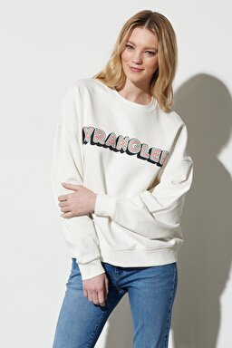 Regular Fit Normal Kesim %100 Pamuk Bisiklet Yaka Beyaz Sweatshirt - White-W6R4HA989 (görsel 3)
