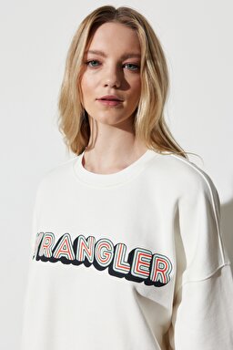 Regular Fit Normal Kesim %100 Pamuk Bisiklet Yaka Beyaz Sweatshirt - White-W6R4HA989 (görsel 5)