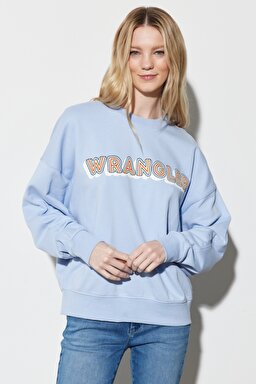 Regular Fit Normal Kesim %100 Pamuk Bisiklet Yaka Mavi Sweatshirt - Brunnera Blue-W6R4HAB23