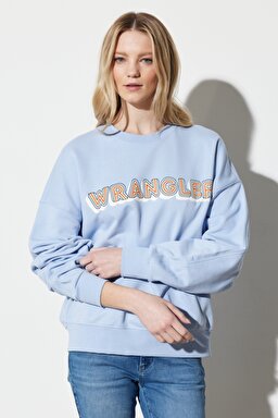 Regular Fit Normal Kesim %100 Pamuk Bisiklet Yaka Mavi Sweatshirt - Brunnera Blue-W6R4HAB23 (görsel 2)