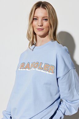 Regular Fit Normal Kesim %100 Pamuk Bisiklet Yaka Mavi Sweatshirt - Brunnera Blue-W6R4HAB23 (görsel 5)