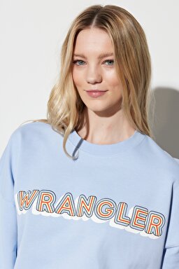 Regular Fit Normal Kesim %100 Pamuk Bisiklet Yaka Mavi Sweatshirt - Brunnera Blue-W6R4HAB23 (görsel 6)