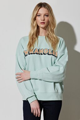 Regular Fit Normal Kesim %100 Pamuk Bisiklet Yaka Mint Yeşili Sweatshirt - Surf Spray-W6R4HAX6U