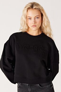 Relaxed Fit Geniş Kesim %100 Pamuk Siyah Sweatshirt - Black-W6Y2IQ001 (görsel 3)