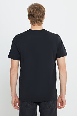 Regular Fit Normal Kesim Bisiklet Yaka %100 Pamuk Siyah Tişört - Black-W70MD3001 (görsel 5)