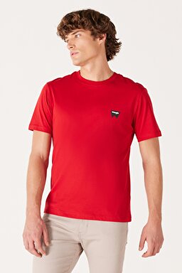 Regular Fit Normal Kesim %100 Pamuk Bisiklet Yaka Kırmızı Tişört - Scarlet Red-W70MD33UU (görsel 2)