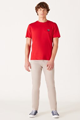 Regular Fit Normal Kesim %100 Pamuk Bisiklet Yaka Kırmızı Tişört - Scarlet Red-W70MD33UU (görsel 4)