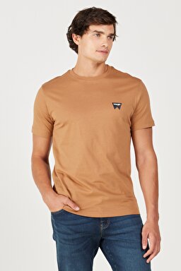 Regular Fit Normal Kesim %100 Pamuk Bisiklet Yaka Tarçın Rengi Tişört - Tobacco Brown-W70MD381A