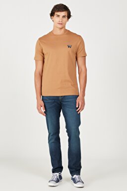 Regular Fit Normal Kesim %100 Pamuk Bisiklet Yaka Tarçın Rengi Tişört - Tobacco Brown-W70MD381A (görsel 5)