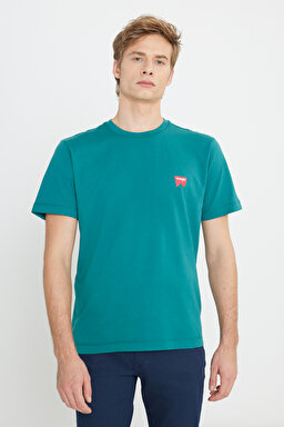 Regular Fit Normal Kesim %100 Pamuk Bisiklet Yaka Yeşil Tişört - Bayberry Green-W70MD3G26 (görsel 2)
