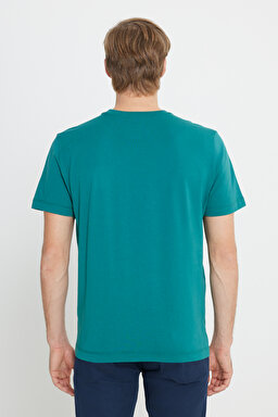 Regular Fit Normal Kesim %100 Pamuk Bisiklet Yaka Yeşil Tişört - Bayberry Green-W70MD3G26 (görsel 5)