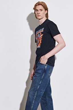 Regular Fit Normal Kesim %100 Pamuk Bisiklet Yaka Siyah Tişört - Real Black-W70SD3101 (görsel 5)