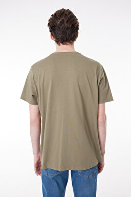 Regular Fit Normal Kesim %100 Pamuk Bisiklet Yaka Tişört - Deep Lichen Green-W70SD3X1X (görsel 4)
