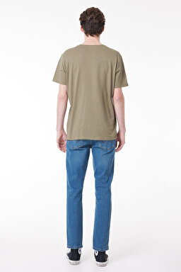 Regular Fit Normal Kesim %100 Pamuk Bisiklet Yaka Tişört - Deep Lichen Green-W70SD3X1X (görsel 5)