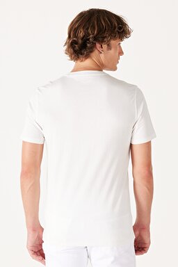 Regular Fit Normal Kesim %100 Pamuk Bisiklet Yaka Kırık Beyaz Tişört - Worn White-W750D3W02 (görsel 7)