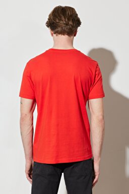 Regular Fit Normal Kesim %100 Pamuk Bisiklet Yaka Kırmızı Tişört - Flame Red-W752D3R06 (görsel 7)