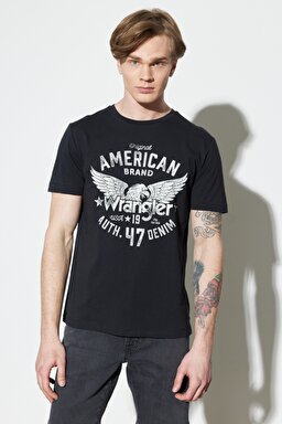 Regular Fit Normal Kesim %100 Pamuk Bisiklet Yaka Siyah Tişört - Faded Black-W752D3XV6