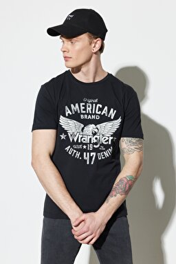 Regular Fit Normal Kesim %100 Pamuk Bisiklet Yaka Siyah Tişört - Faded Black-W752D3XV6 (görsel 2)