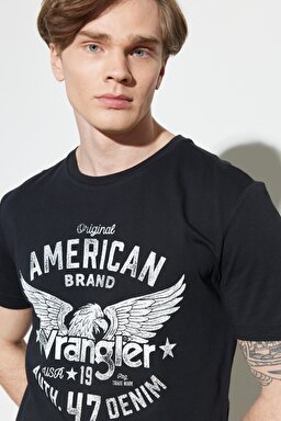 Regular Fit Normal Kesim %100 Pamuk Bisiklet Yaka Siyah Tişört - Faded Black-W752D3XV6 (görsel 5)