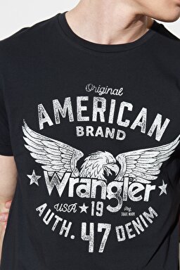 Regular Fit Normal Kesim %100 Pamuk Bisiklet Yaka Siyah Tişört - Faded Black-W752D3XV6 (görsel 6)