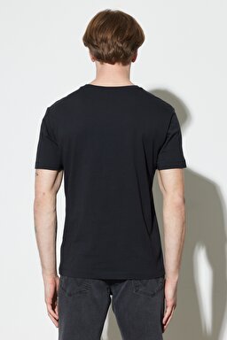 Regular Fit Normal Kesim %100 Pamuk Bisiklet Yaka Siyah Tişört - Faded Black-W752D3XV6 (görsel 8)