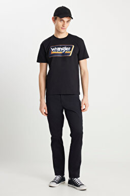 Regular Fit Normal Kesim Bisiklet Yaka %100 Pamuk Siyah Tişört - Black-W753EE001 (görsel 3)