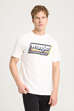 Regular Fit Normal Kesim Bisiklet Yaka %100 Pamuk Ekru Tişört - Worn in White-W753EEW04