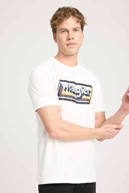Regular Fit Normal Kesim Bisiklet Yaka %100 Pamuk Ekru Tişört - Worn in White-W753EEW04 (görsel 2)
