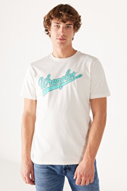 Regular Fit Normal Kesim %100 Pamuk Bisiklet Yaka Kırık Beyaz Tişört - Worn White-W773EEW03
