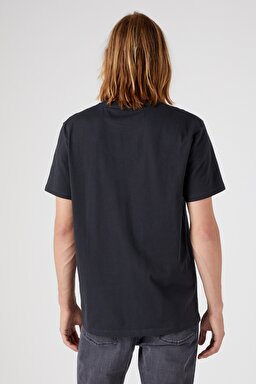 Regular Fit Normal Kesim %100 Pamuk Bisiklet Yaka Tişört - Faded Black-W773EEXV6 (görsel 3)