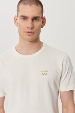 Regular Fit Normal Kesim Sıfır Yaka %100 Pamuk Logolu Tişört - Off White-W7AXGYXME (görsel 4)