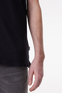 Regular Fit Normal Kesim %100 Pamuk Polo Yaka Siyah Tişört - Black-W7BHK4100 (görsel 4)