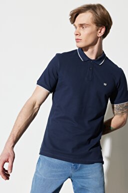 Regular Fit Normal Kesim %100 Pamuk Polo Yaka Lacivert Tişört - Navy-W7BHK4114