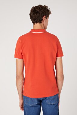Regular Fit Normal Kesim %100 Pamuk Polo Yaka Kırmızı Tişört - Paprika-W7BHK4R41 (görsel 4)