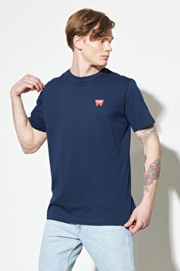 Regular Fit Normal Kesim Sıfır Yaka %100 Pamuk Logolu Tişört - Navy-W7C07D335
