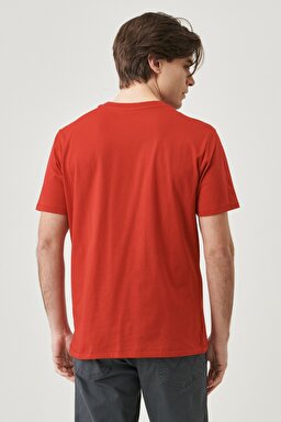 Regular Fit Normal Kesim Sıfır Yaka %100 Pamuk Logolu Tişört - Scarlet Red-W7C07D3UU (görsel 5)