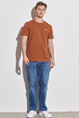 Regular Fit Normal Kesim %100 Pamuk Bisiklet Yaka Kahverengi Tişört - Nutmeg Brown-W7C07DH02 (görsel 4)