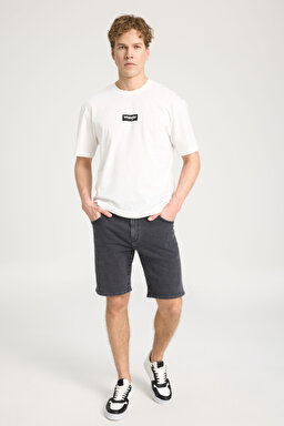 Regular Fit Normal Kesim %100 Pamuk Bisiklet Yaka Beyaz Tişört - White-W7C4EE989 (görsel 3)