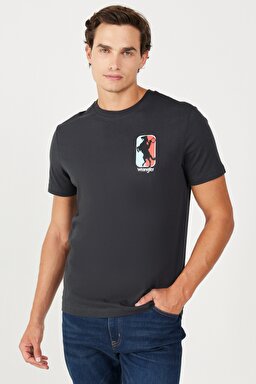 Regular Fit Normal Kesim %100 Pamuk Bisiklet Yaka Antrasit Tişört - Faded Black-W7CAD3XV6