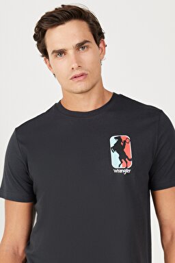 Regular Fit Normal Kesim %100 Pamuk Bisiklet Yaka Antrasit Tişört - Faded Black-W7CAD3XV6 (görsel 3)