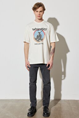 Regular Fit Normal Kesim %100 Pamuk Bisiklet Yaka Kırık Beyaz Tişört - Off White-W7CBEE737 (görsel 6)