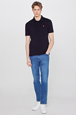 Regular Fit Normal Kesim Polo Yaka %100 Pamuk Siyah Tişört - Black-W7D5K4XX2T001 (görsel 3)